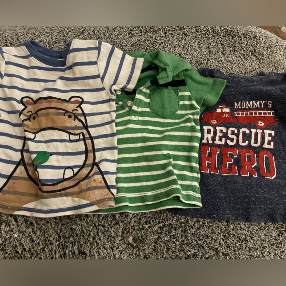 Carter's Blue and Green Striped Kids Tees Set